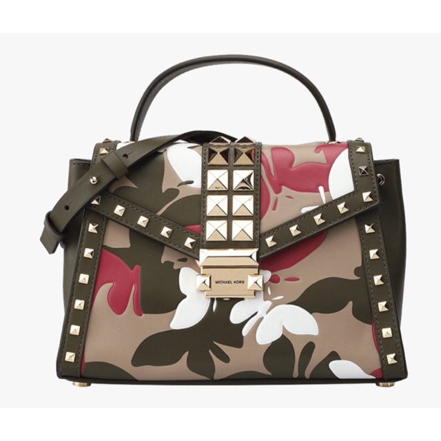 MK MICHAEL Michael Kors Whitney Medium Butterfly Camo Leather Satchel Bag Shopee Thailand