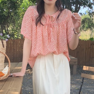 STYLE 🔥พร้อมส่ง🔥265*เสื้อเชิ้ตแขนสั้น เสื้อเชิ้ตฮาวาย พิมพ์ลายดอกไม้ ทรงหลวม สไตล์ฝรั่งเศสย้อนยุค แฟชั่นฤดูร้อน