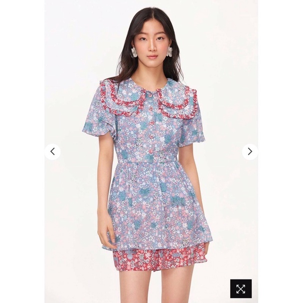 เดรสคอปก ลายดอกไม้และลายแมว | Shopee Thailand