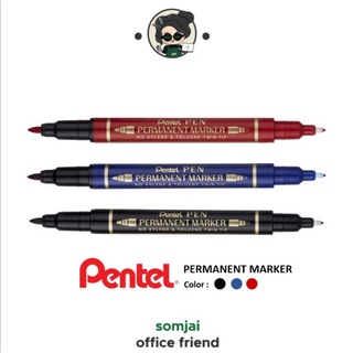 ภาพหน้าปกสินค้าPentel ปากกามาร์คเกอร์ Permanent 2หัว ปากกามาร์คเกอร์ แบบลบไม่ได้ กันน้ำ เขียนบนวัสดุผิวลื่นได้ มีหัว 2 แดง, ดำ, น้ำเงิน ซึ่งคุณอาจชอบราคาและรีวิวของสินค้านี้