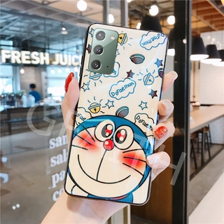 เคสโทรศัพท์ Samsung Galaxy Note20 Ultra 5G Note 20 Caseing  Cute 3D Cartoon Blue Light Happy Doraemon Phone SoftCase Couple Cover