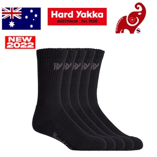 ถุงเท้า HARD YAKKA G20035 Men’s Cotton Crew Worksock 5 Pack Black, Free Size