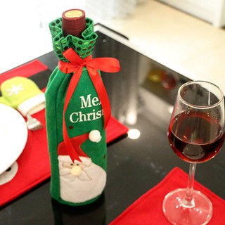ถุงใส่ขวดไวน์แดง ลายซานตาคลอส ตกแต่งโต๊ะวันคริสมาสต์