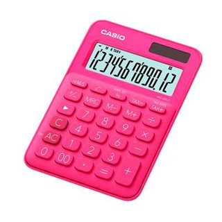 Casio Calculator เครื่องคิดเลข  คาสิโอ รุ่น  MS-20UC-RD แบบสีสัน ขนาดพอเหมาะ 12 หลัก สีชมพูเข้ม