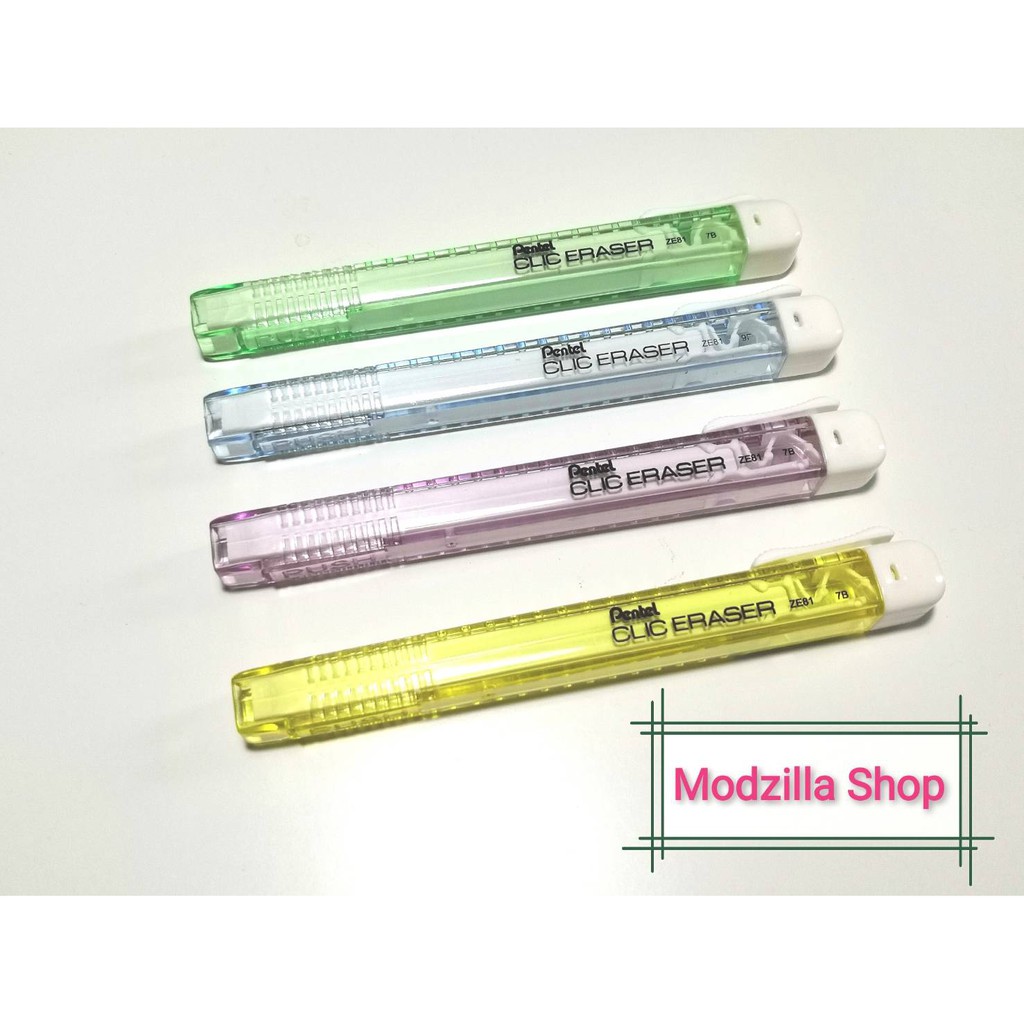 Pentel Slider Clic Eraser รุ่น ZE81 ยางลบเลื่อนด้ามใสแบบเหลี่ยม ZE80