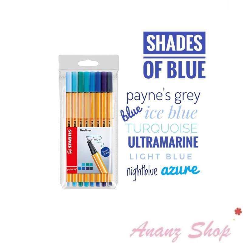 ปากกา-ปากกาสี-ปากกาเจล-ปากกาหัวเข็ม-0-4-มม-โทนฟ้า-คละสี-แพ็ค-8-ด้าม-สตาบิโล-stabilo