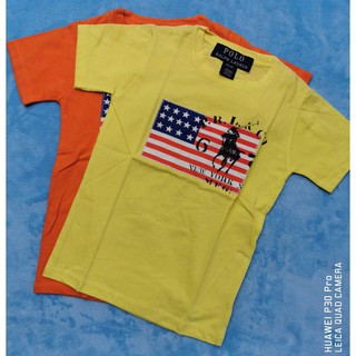 POLO : เสื้อยืด polo สกรีน ลายธงชาติ สีเหลือง สีส้ม size 2-4y / 6-8y