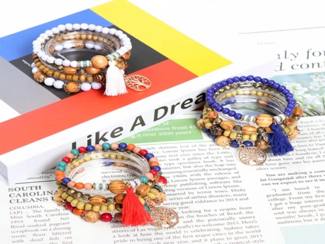 boom-สร้อยข้อมือลูกปัด-หลายชั้น-ซ้อนกันได้-สีสันสดใส