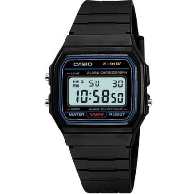 นาฬิกา-casio-ผู้ชาย-นาฬิกา-casio-นาฬิกาข้อมือ-สายเรซิ่น-สีดำ-f-91w-1dg-f-91w-f-91