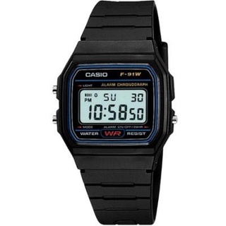 นาฬิกา casio ผู้ชาย นาฬิกา CASIO นาฬิกาข้อมือ สายเรซิ่น สีดำ  F-91W-1DG,F-91W,F-91