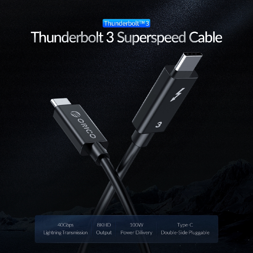 ภาพสินค้าORICO Thunderbolt 3 Cable USB C to USB C Cable Fast Charging PD 100W 40Gbps Data Transfer 8K60HZ HD Video - TBL07 จากร้าน orico.officialstore บน Shopee ภาพที่ 2