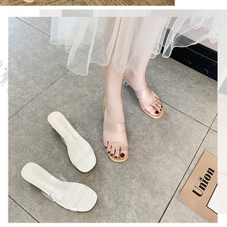 ภาพขนาดย่อของภาพหน้าปกสินค้ารองเท้าส้นกลม สายใส Glowing ส่งจากกทม จากร้าน misssister2 บน Shopee ภาพที่ 6