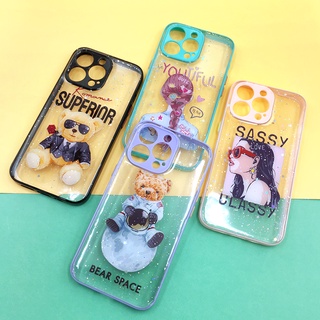 Samsungพร้อมส่งจากไทย!! เคส TPU ขอบสีกันกล้อง กากเพชรกริตเตอร์ เคสแฟชั่น เคสสวย เคสมือถือ เคสหวาน ลายการ์ตูน เคสหมี ราย