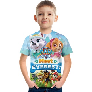 เสื้อยืดแขนสั้น พิมพ์ลายการ์ตูน Paw Patrol แฟชั่นฤดูร้อน สําหรับเด็กผู้ชาย