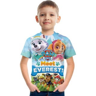 เสื้อยืดแขนสั้น พิมพ์ลายการ์ตูน Paw Patrol แฟชั่นฤดูร้อน สําหรับเด็กผู้ชาย