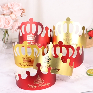 1PCS หมวกกระดาษ Happy Birthday Prince Princess Crown สําหรับตกแต่งงานปาร์ตี้