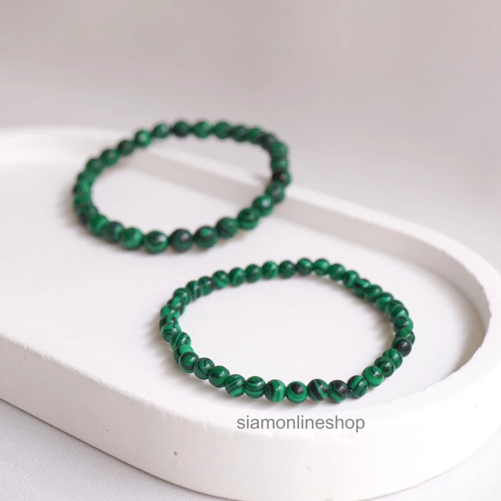 MALACHITE หินมาลาไคต์ เลือกขนาดเม็ดหินได้ (4-16 มม.) หินแห่งการเดินทาง สร้อยข้อมือหินแท้ https://wayoza.com