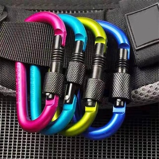 ภาพขนาดย่อของภาพหน้าปกสินค้าHigh quality D type 8CM with lock carabiner hanging nut buckle (1 ชิ้น) จากร้าน codylight บน Shopee ภาพที่ 1