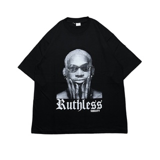 เสื้อยืดโอเวอร์ไซส์เสื้อยืด พิมพ์ลาย Ruthless DENNIS RODMAN สีดําS-3XL