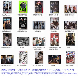 โปสเตอร์ รูปภาพ วงดนตรี SEX PISTOLS,The CLASH,GREEN DAY,LIMP BIZKIT,RANCID,SOULFLY,KORN,FOO FIGHTERS,RAGE AGAINST 20แบบ