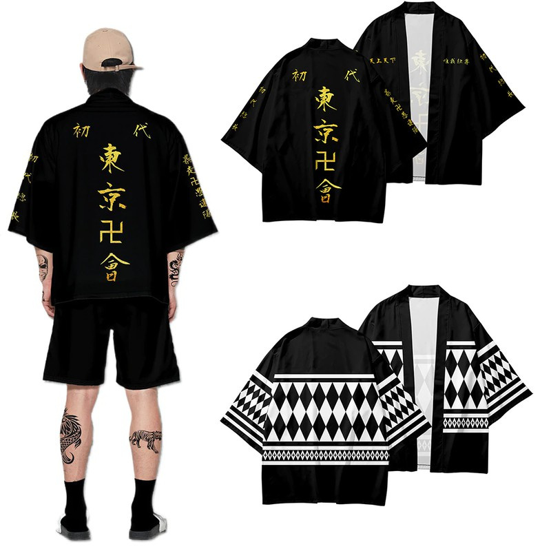 ภาพสินค้าอะนิเมะ Tokyo Revengers Kimono Cardigan ผู้ชาย / ผู้หญิง Oversized Outwear Shirt เสื้อคอปก Haori จากร้าน korentrending.th บน Shopee ภาพที่ 2