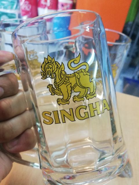 แก้วสิงห์-ทรงมัคสิงห์-singha-งานแท้-ก้นแก้วหนา-มีน้ำหนัก-6ขีด