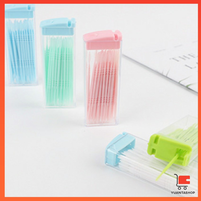 ภาพสินค้าไม้จิ้มฟันกล่องพลาสติก สีสันไม่เป็นอันตราย 2 ด้าน แบบซอง toothpicks จากร้าน yuantashop บน Shopee ภาพที่ 6