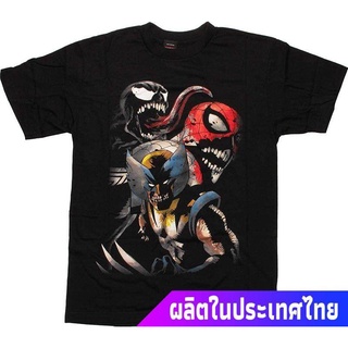 เสื้อยืดพร้อมส่ง  Venomเสื้อยืดลำลอง Spiderman Marvel Zombie Venom And Wolverine Limted Edition T-Shirt Venom Sports T-s