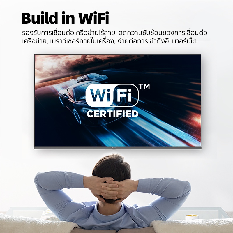 ข้อมูลเพิ่มเติมของ Hisense TV 40E5G Android TV ทีวี 40 นิ้ว Full HD Smart TV Google Assistant Netflix YouTube Voice Control Build in Wifi DVB-T2 / USB2.0 / HDMI /AV / Digital Audio