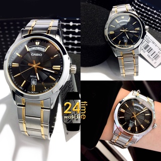casioผู้ชายแท้ สายสแตนเลสสีทูโทน หน้าปัดกว้าง3.9ซม. นาฬิกาCasio คาสิโอ มั่นใจนาฬิกาข้อมือแท้ นาฬิกาผู้ชาย มีประกัน