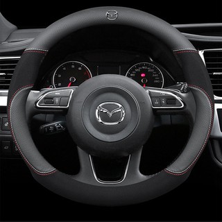 Mazda มาสด้ารถพวงมาลัยฝาครอบล้อหนังอุปกรณ์ตกแต่งรถยนต์เหมาะสำหรับ Mazda 2 3 5 6 8 CX5 CX7 CX3 CX9 RX MX Atenza 38cm