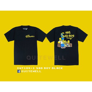 【hot tshirts】QWT104-1 SAD BOY BLACK เสื้อยืดสีดำ2022