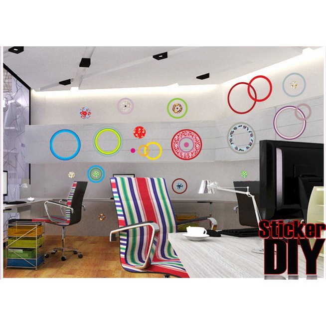 transparent-wall-sticker-สติ๊กเกอร์ติดผนัง-color-circle-art-กว้าง215cm-xสูง95cm