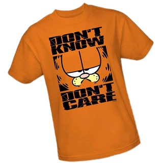เสื้อยืดผ้าฝ้ายพิมพ์ลายคลาสสิก เสื้อยืด พิมพ์ลาย DonT Know DonT Care Garfield สีส้ม สไตล์คลาสสิก ไม่ซ้ําใคร สําหรับผู้