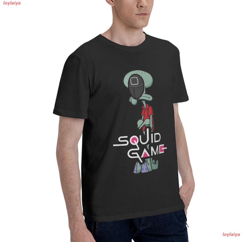 loylaiya-สควิดเกม-เล่นลุ้นตาย-ละครเกาหลี-เกาหลีใต้-squidward-game-t-shirt-tshirts-cotton-mens-basic-short-sleeve-t-shir