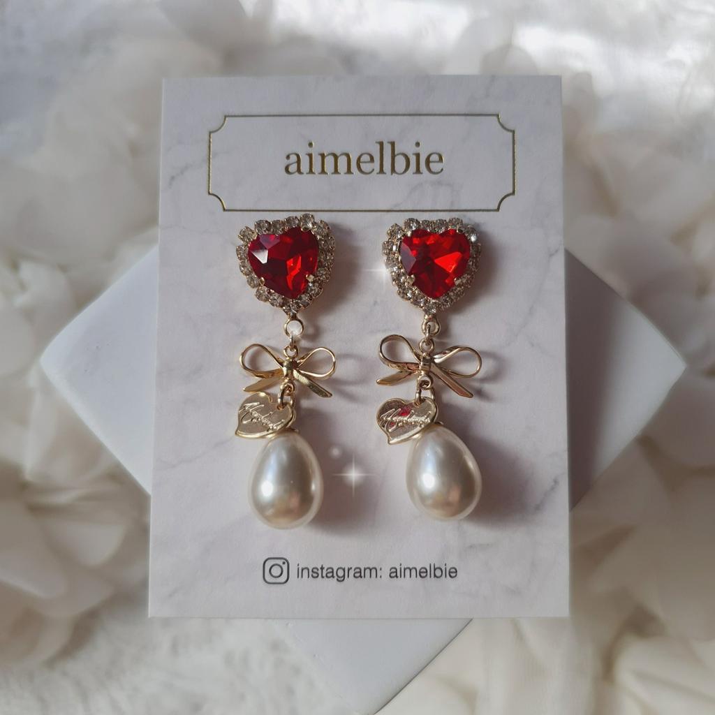 เครื่องประดับ-รูปแอมเมลบี้-สไตล์เกาหลี-ต่างหูน่ารัก-สีแดง-สําหรับผู้หญิง
