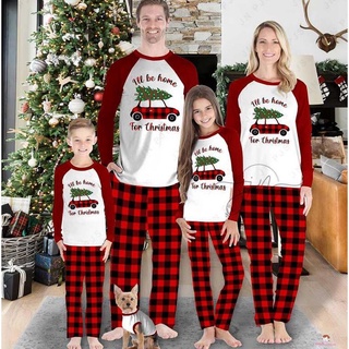 ภาพหน้าปกสินค้าXzq7-Christmas Family Pajamas ชุดนอนคอกลมพิมพ์ลายต้นคริสต์มาสลายรถยนต์ ที่เกี่ยวข้อง
