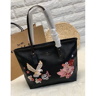COACH CITY ZIP TOTE WITH TATTOO EMBROIDERY