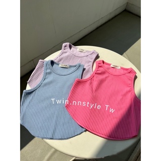 ♡TWIN.NNSTYLE♡ barbie crop เสื้อกล้ามผ้าริบปลายcurve💖🤍