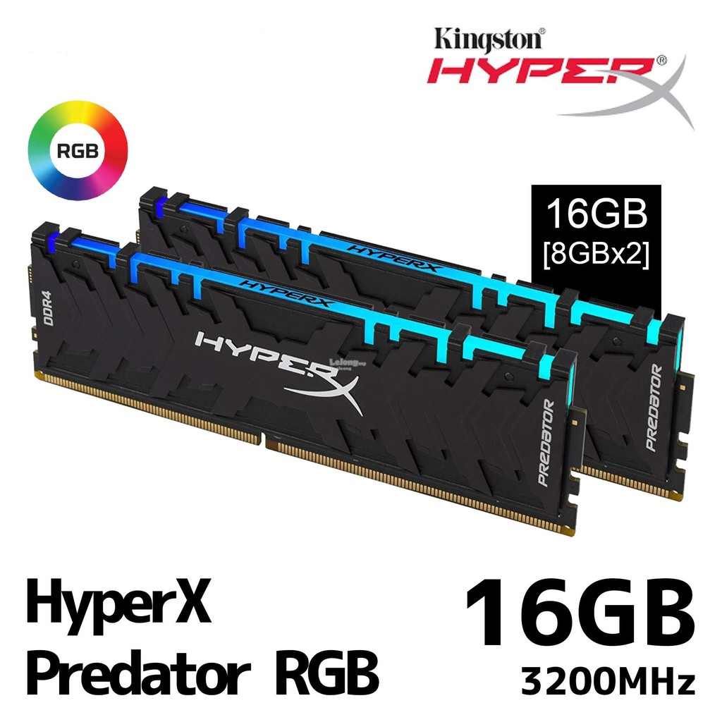 16GB (8GBx2) DDR4/3200 RAM PC (แรมพีซี) KINGSTON HyperX PREDATOR RGB  (HX432C16PB3AK2/16) | Shopee Thailand