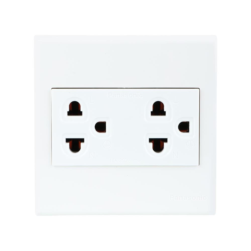 ชุดเต้ารับคู่ 3 ขากลม PANASONIC BSW 1392 DOUBLE SOCKETS 3P ROUND PIN ...