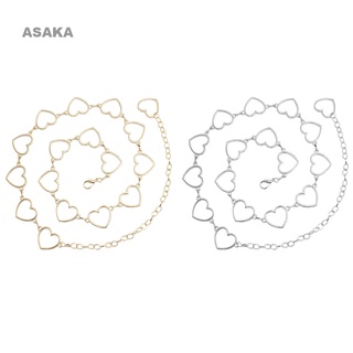 Asaka เข็มขัดโซ่แฟชั่น สีทอง สีเงิน รูปหัวใจ สําหรับผู้หญิง