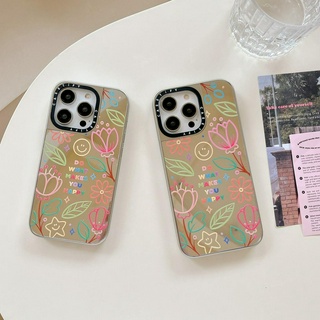 เคสโทรศัพท์มือถือกระจก ชุบเงิน ลายดอกไม้หน้ายิ้ม สําหรับ Iphone11 14 13 12 11