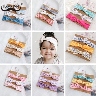 3ชิ้น/เซ็ตน่ารักกระต่ายหูElasticเด็กผู้หญิงHeadbandดอกไม้พิมพ์Bowsเด็กHeadbands Turbanผมทารกหญิงอุปกรณ์เสริม