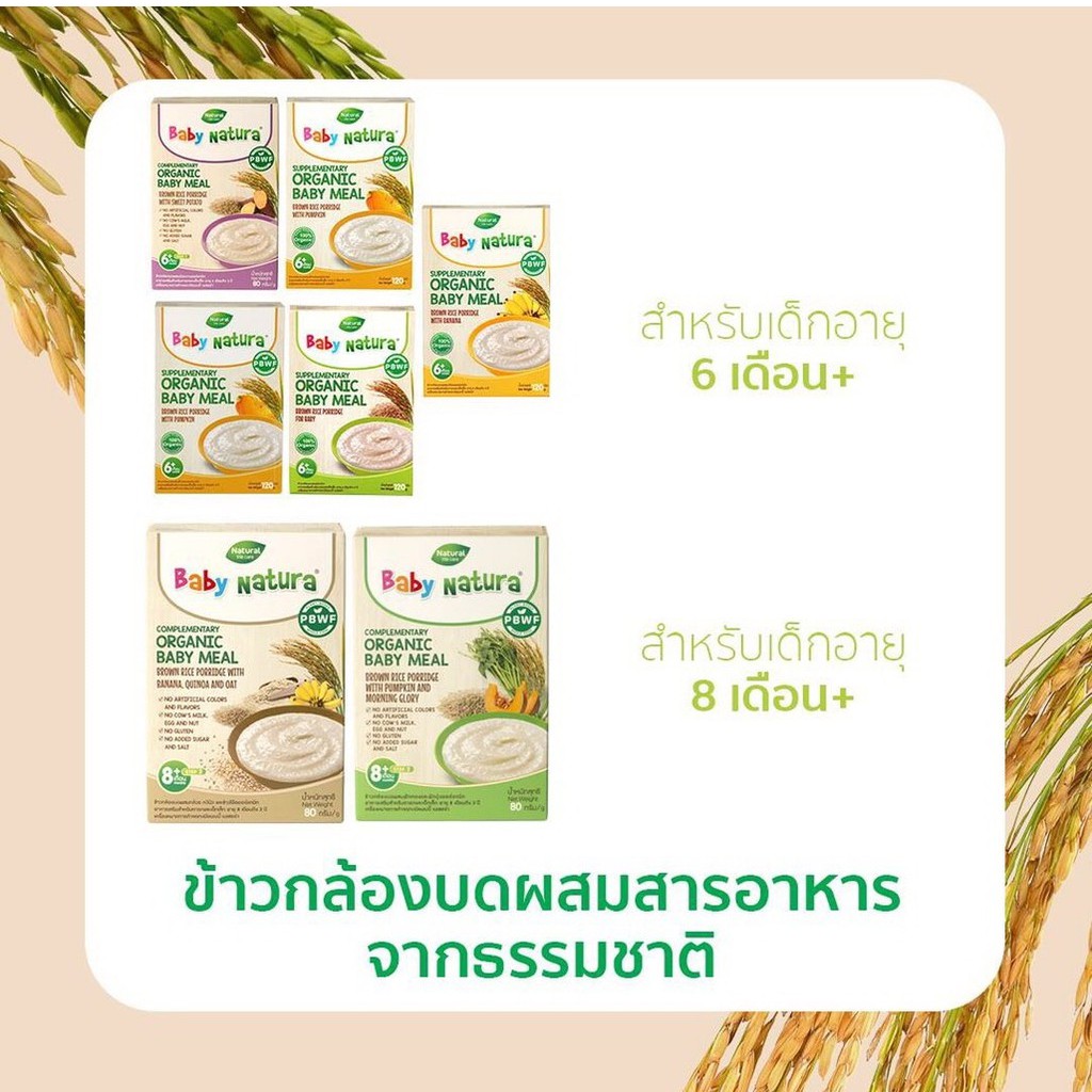 baby-natura-อาหารเสริมออร์แกนิก-ข้าวกล้องบดผสมสารอาหารจากธรรมชาติ-สำหรับเด็ก-6-เดือนถึง-3-ปี