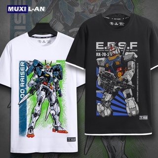 เสื้อยืดผ้าฝ้าย✸2020 ฤดูร้อน Gundam Mobile Suit Gundam เสื้อยืดผู้ชายแขนสั้นผ้าฝ้ายอะนิเมะอุปกรณ์ต่อพ่วงผ้าฝ้ายครึ่ง Sle