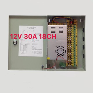 ตู้จ่ายไฟ 12 V 30A Power Supply CCTV box12V 30A for Security Cameras with 18CH Fuse สำหรับกล้องวงจรปิด 18 ตัว