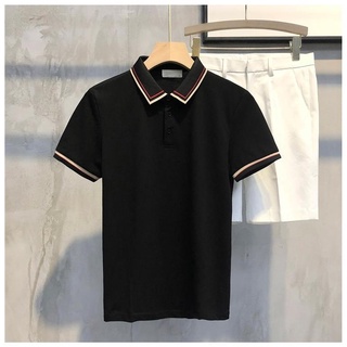 ┅✈เสื้อโปโลผู้ชายอินเทรนด์ฤดูร้อนแฟชั่นสีตี Slim เสื้อยืดแขนสั้นเกาหลีเสื้อเชิ้ตโปโลเยาวชนปกด้านบน