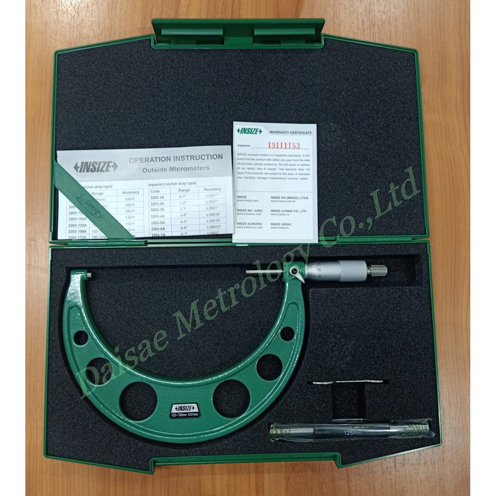 ไมโครมิเตอร์วัดนอก-ขนาด-125-150x0-01mm-รุ่น-3203-150a-insize-outside-micrometer-สินค้าใหม่-ภาพถ่ายจากสินค้าจริง