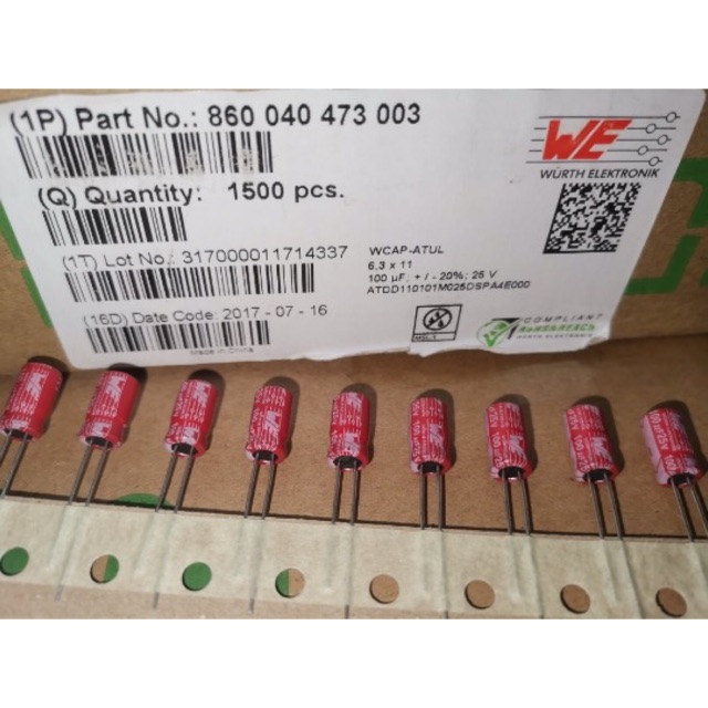 capacitor-25v-100uf-คาปาซิเตอร์-คาปาซิสเตอร์-เกรดออดิโอ-นำเข้าเยอรมัน-สีแดง